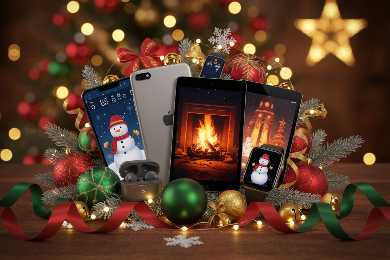 Create a thumbnail like gadget and electronics with Christmas celebrations 