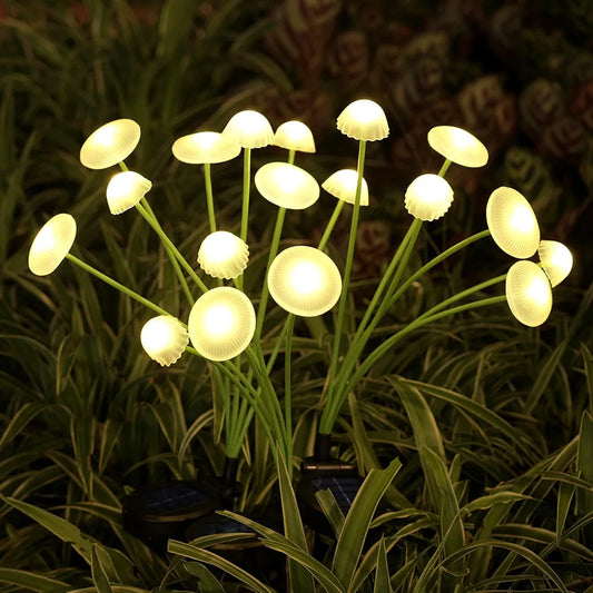 Solar Garden Lights - 1 Pack, Dual Mode LED Solar Mushroom Lights, Waterproof Solar Garden Decoration, Patio, Solar Jellyfish Lights for Garden Ambience (Warm Light)